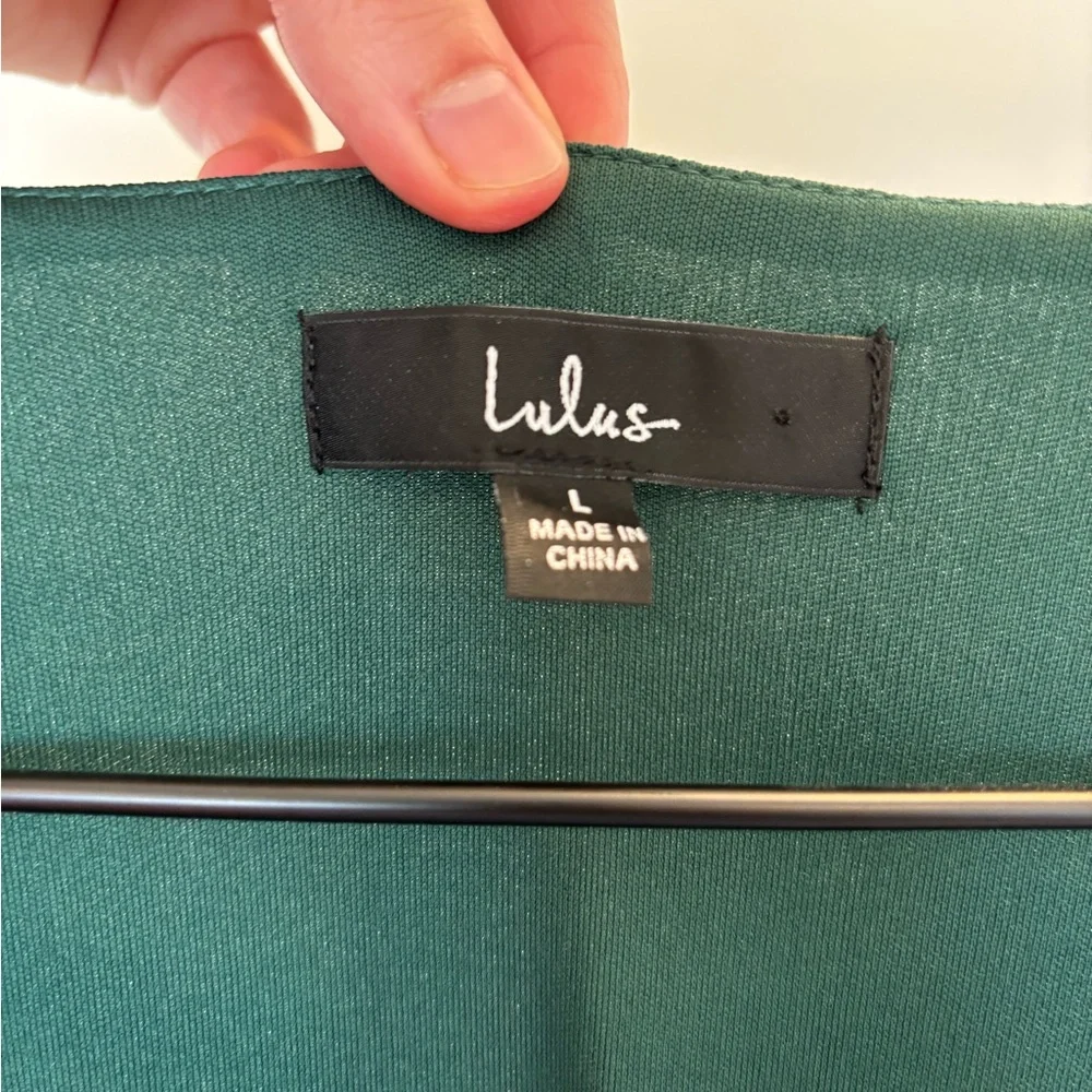 Lulu's Green Long Sleeve V-Neck Gown - Picture 5 of 6